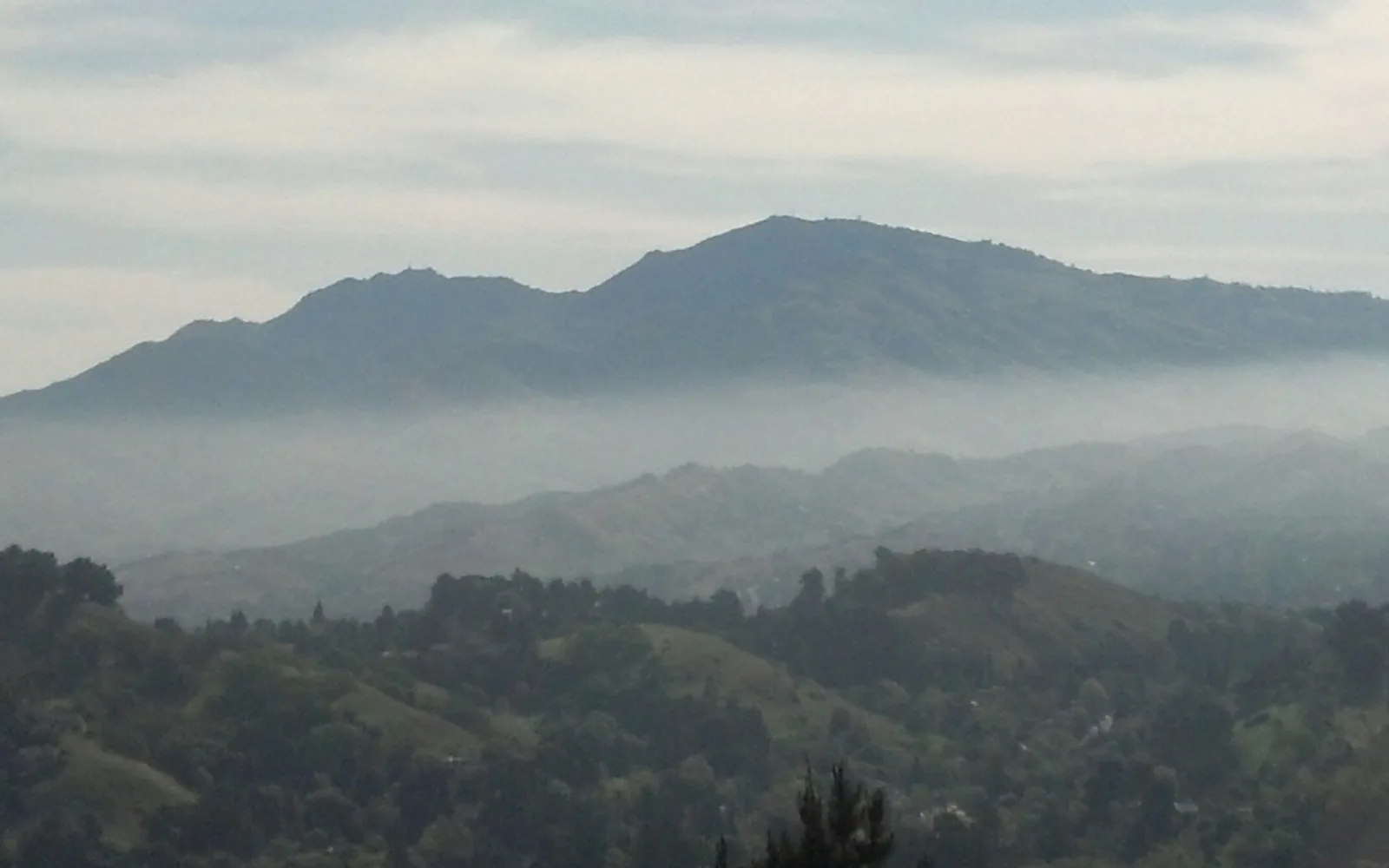 Mount Diablo peak as seen from near Lafayette, California, showing the distinctive mountain rising above the surrounding landscape